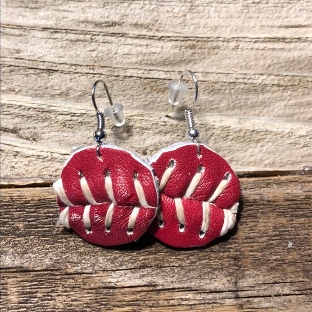 Leather baseball/softball earrings